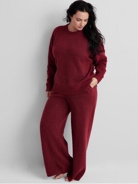 State of Day Women's Indulge & Rest Sweater Loungewear Set,Maraschino Heather, M